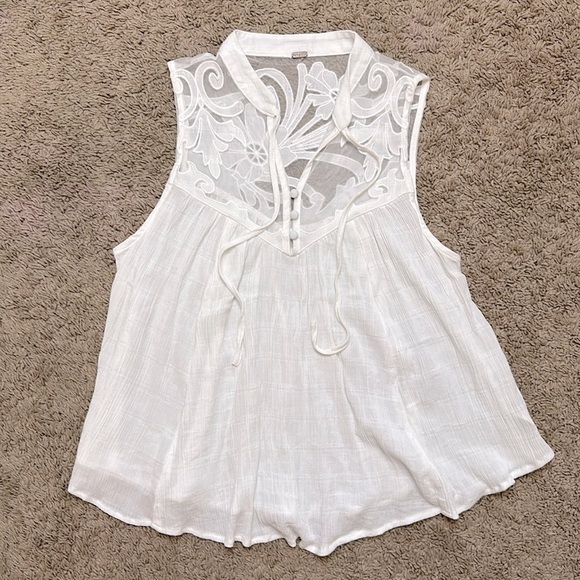 Free People Western Romance White Sleeveless Top - Picture 4 of 13
